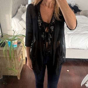 Free People Black Sheer Top